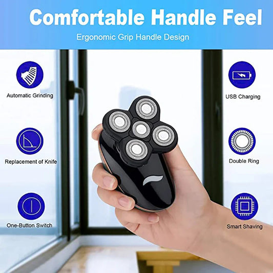 KTX-652179 Cordless 5D Electric Shaver for Men - Waterproof, 5-in-1 Head Shaver with Travel Lock and Stainless Steel Blades