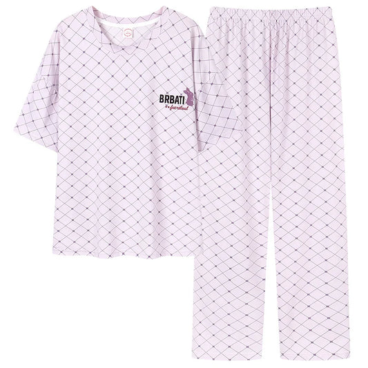 KTX-935955 Women's Pajama Set Two Pieces Short-Sleeved Trousers Homewear Sleepwear Leisure Comfortable Cotton Sweet Soft