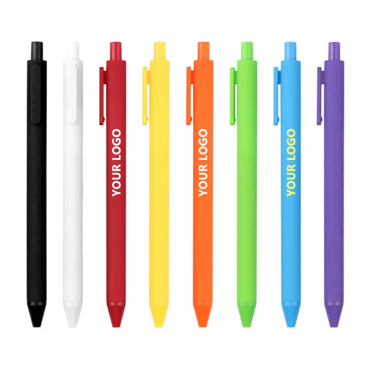 KTX-929939 Custom Logo Printed Retractable Ballpoint Pen with Soft Rubber Grip in Multiple Colours
