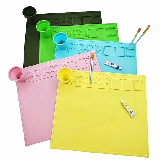 KTX-649683 Waterproof Silicone Drawing Mat for Kids - Foldable DIY Art Mat with Cup