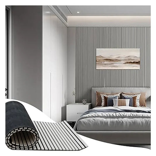 KTX-130899 Curved Wooden Acoustic Slat Panel for Walls and Ceilings, MDF and Polyester Fiber Construction