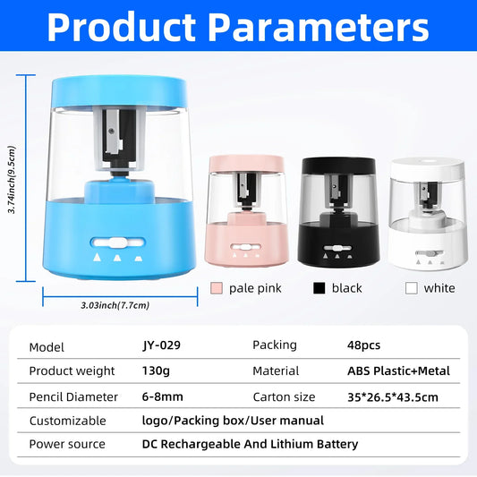 KTX-166227 Portable Battery-Powered Electric Pencil Sharpener with Multiple Sharpening Modes