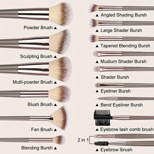 KTX-931283 Makeup Brush Set - 3 to 20 Pcs Soft Synthetic Hair Tools for Foundation, Eyeshadow, Blush, Highlighter, and Concealer