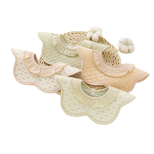 KTX-752851 Baby Saliva Towel Colored Cotton Warm Lace Saliva Bib 360 Degree Baby Bib Petals