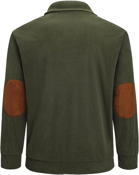 KTX-555091 Customized Men's XL Corduroy Pullover Sweater Warm Casual Winter Jacket With Stand-Up Collar Zipper Design Solid Color Print