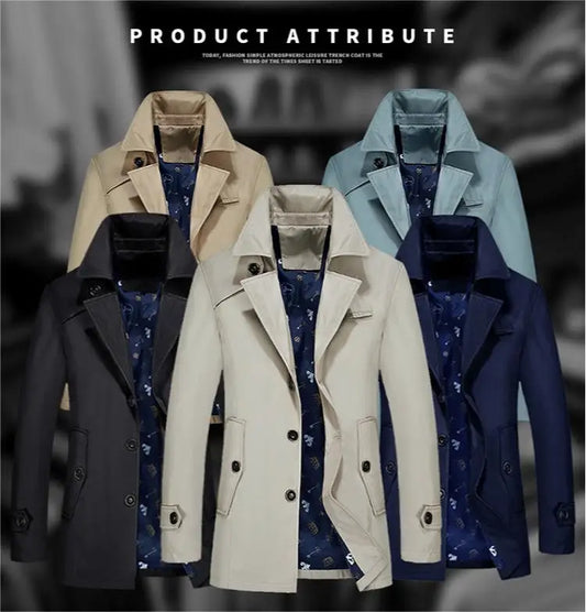 KTX-701971 Men's Coats Trench Coat Wind Breaker Jacket Middle-aged Business Plus Size Men's Jackets Wrinkle Resistant Fashion Man Coat