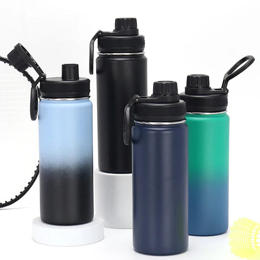 KTX-240403 Large Capacity Outdoor Sports Kettle with Straw - Multi-color 304 Stainless Steel, BPA Free