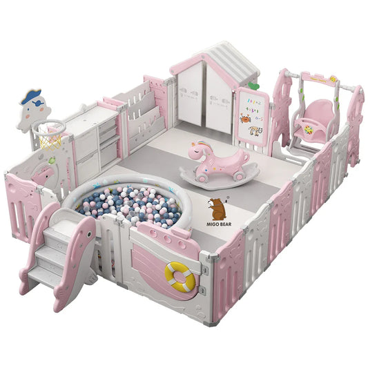 KTX-855507 Customisable Foldable Indoor and Outdoor Playpen for Toddlers and Kids