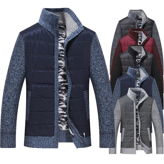 KTX-112147 Men's Customized Sweater Jacket Winter Padded Thickened Jacket Casual Standing Collar Knitted Pullover