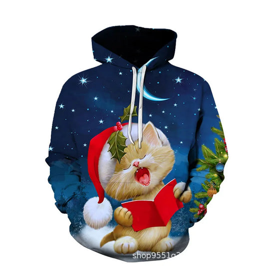 KTX-882771 Christmas Sweatshirt Long Sleeves Hoodie 3D Printed Casual Hooded Sweatshirt OEM Custom logo Clothing