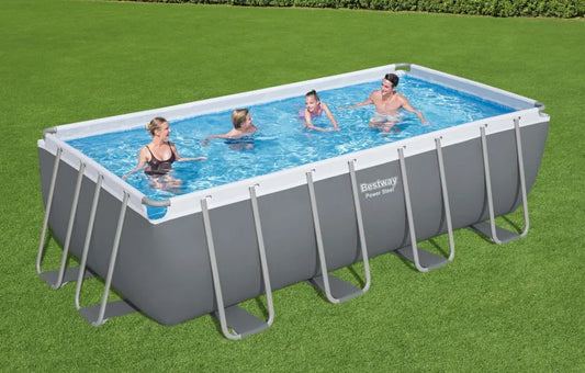 KTX-470931 Bestway 56670 Power Steel Rectangle Above Ground Swimming Pool 4.88m x 2.44m x 1.22m