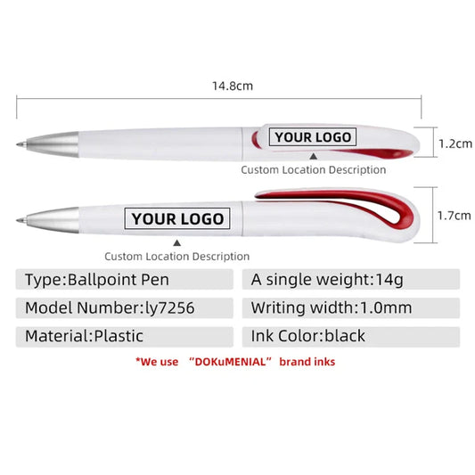 KTX-110739 Custom Plastic Ballpoint Pen with Logo, Twist Action, 1.0mm Black Ink, Lightweight Design