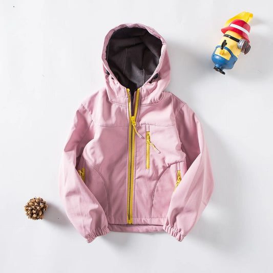 KTX-670355 Girls Winter Fleece Jackets for Children Waterproof Solid Pattern Children's Jackets Winter Jackets for Girls