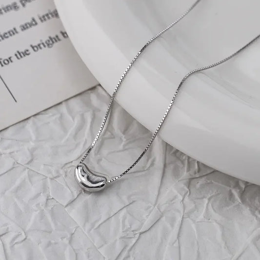 KTX-543891 S925 Sterling Silver Coffee Bean Pendant 18K Gold Plated Summer Simple Link Chain Necklace Jewelry for Women