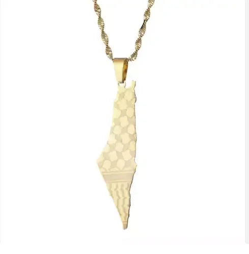 KTX-871571 Inspire Jewelry Hot Selling Wholesale 18K Gold Plated Stainless Steel Israel and Palestine Map Pendant Necklace for Women Men