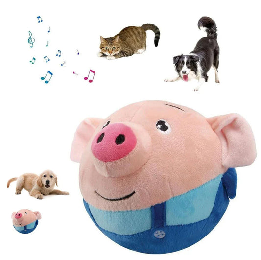 KTX-585683 Interactive Washable Squeaky Plush Dog Ball Toy with Sound and Motion