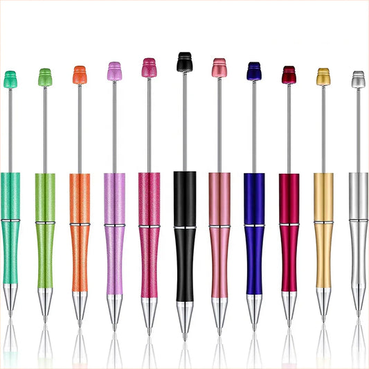 KTX-514003 Personalised Plastic Beaded Ballpoint Pens with Black Ink for Stationery and Office Use