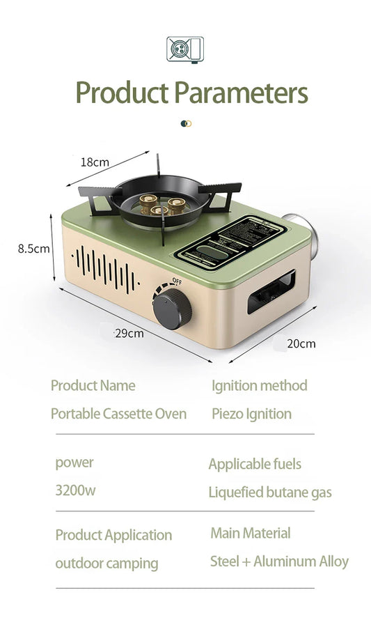 KTX-962451 Windproof Outdoor Propane Gas Stove with 3200W Firepower for Camping and Picnics
