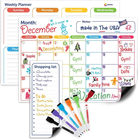 KTX-279187 Magnetic Acrylic Wall Calendar for Kids - Interactive Fridge Magnet Planner
