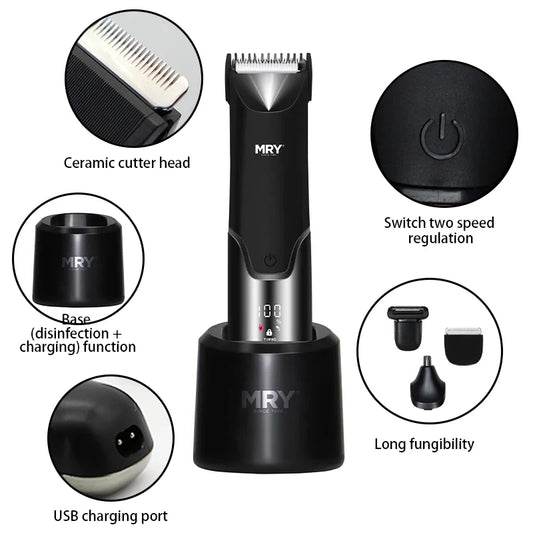 KTX-045395 Custom Logo Waterproof Cordless Trimmer - 3 in 1 Body and Groin Groomer for Men