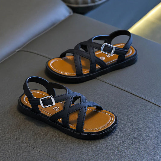 KTX-493011 Summer New Girls' Sandals with Soft Non-Slip Bottom Hot Style Unique Textured Beach Sandals for Children