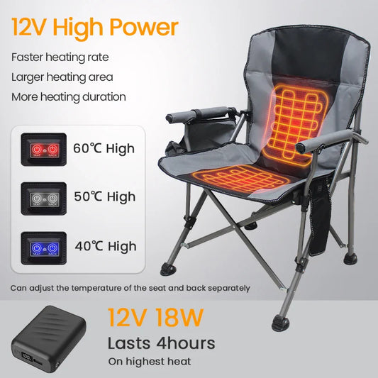 KTX-535315 Portable Heated Outdoor Folding Bean Bag Chair for Camping, Fishing, and Stadium Use