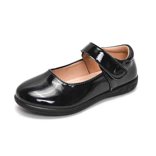 KTX-213907 Factory Price Wholesale Kids Teenager Student School Black Shoes Formal Uniform Leather Flat Design for All Winter Spring