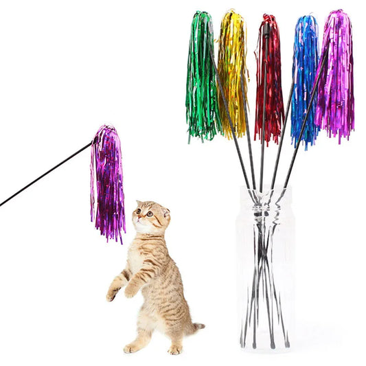 KTX-177811 Colorful Ribbon Cat Teaser Wand Toy for Engaging Feline Playtime