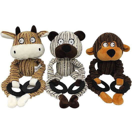 KTX-995859 Interactive Plush Monkey Squeaky Dog Toy for Chewing and Play