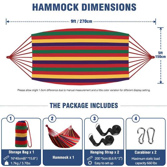 KTX-257363 Portable Hammock for Camping - Durable Single/Double Parachute Design for Outdoor Travel