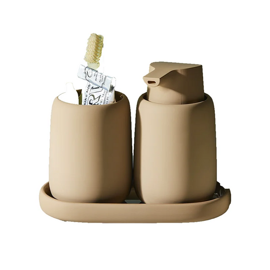 KTX-973203 Ceramic Pink Bathroom Accessories Set with Countertop Jars