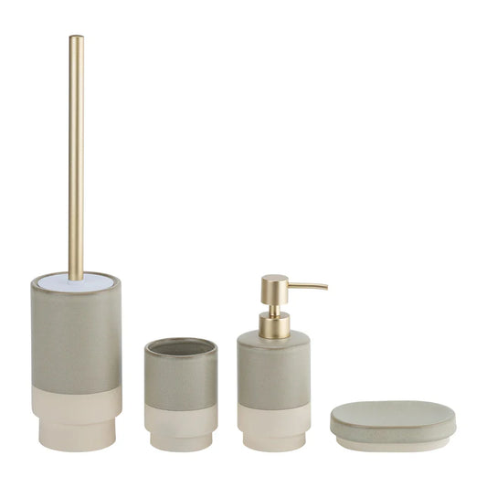 KTX-169811 Modern Two-Tone Ceramic Bathroom Accessory Set – Soap Dish, Toothbrush Cup, and More