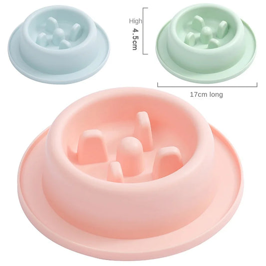 KTX-488531 Rounded Anti-Choking Slow Food Bowl for Cats and Dogs - Plastic Feeding Bowl with Box Packing