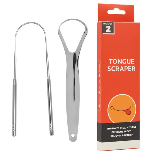 KTX-504147 Stainless Steel U-Shaped Tongue Cleaner Set with Laser Logo - Oral Care Hygiene Kit