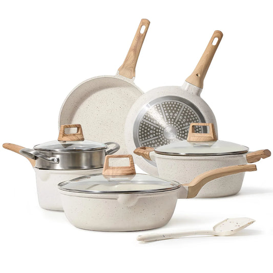 KTX-310227 10-Piece Cookware Set with Frying Pan, Soup Pot, and Spatula for Versatile Kitchen Cooking