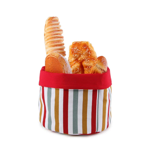 KTX-155475 Natural Cotton Fabric Foldable Bread Basket for Food Safe Storage
