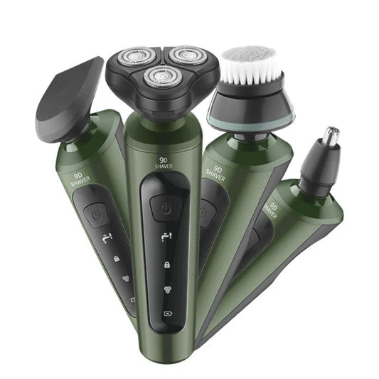 KTX-110931 4-in-1 Waterproof USB Rechargeable Rotary Electric Shaver and Beard Trimmer for Men