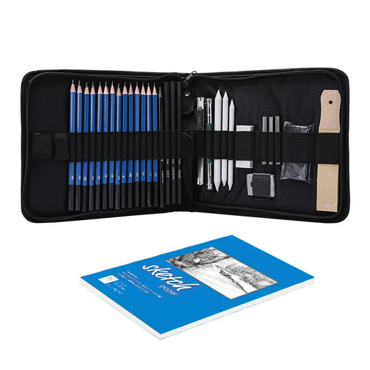 KTX-535571 35-Piece Sketch and Drawing Kit with Graphite Pencils, Erasers, and Accessories for Art Students