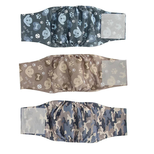 KTX-503187 Washable Male Dog Belly Band Diaper - Pack of 3 Adjustable and Reusable Wraps
