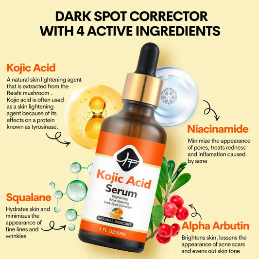 KTX-784403 4-in-1 Kojic Acid Face Serum with Niacinamide, Arbutin, Vitamin C, and Squalane for Dark Spot Correction