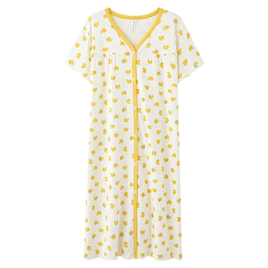 KTX-132563 Cotton Women's Sleep Dress Organic Jersey Sleep Shirt for Women Casual Nightgown Dress Long Sleeve Womens Sleep Wear