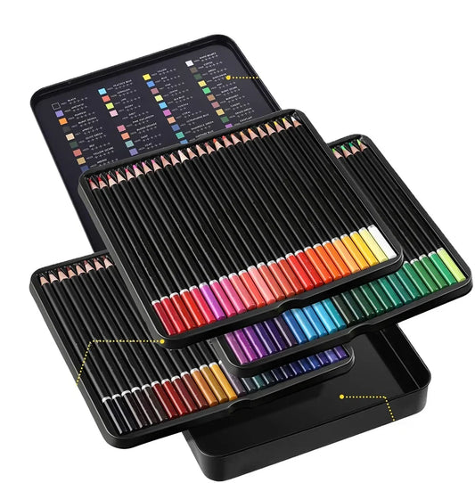 KTX-057555 72 Professional Coloured Pencils Set with 3 Sketchbooks, Pre-Sharpened, Travel-Friendly, Ideal for Artists