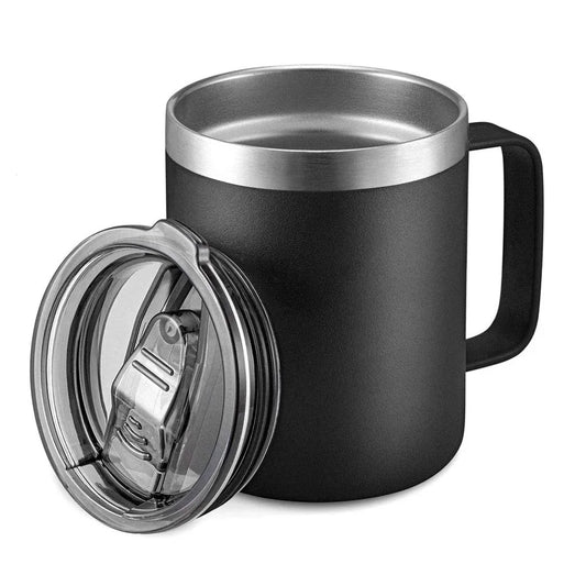 KTX-564179 12oz Eco-Friendly 304 Stainless Steel Coffee Mug with Sliding Lid and Handle for Camping and Travel