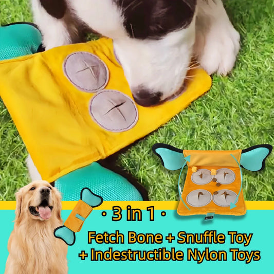 KTX-289619 Indestructible Nylon Dog Chew Toy – Squeaky Puzzle Snuffle Fetch Bone for Treat Dispensing Fun