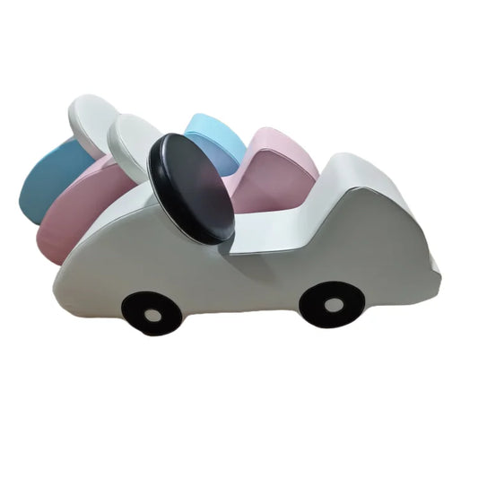 KTX-299603 Pastel Blue and Pink Soft Play Car Toy for Toddlers - Indoor and Outdoor Rocker Set