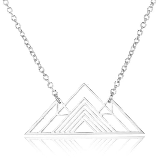 KTX-740499 Stainless Steel Custom Personalized Trendy Art Triangle Necklace Mountain Charm Geometric Necklaces