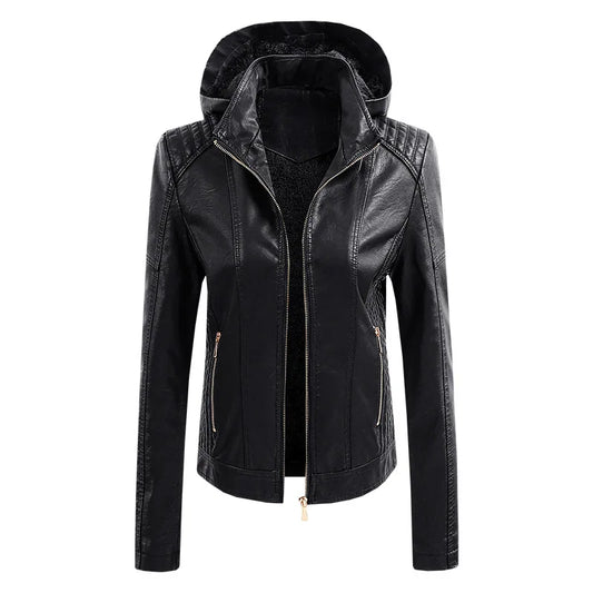 KTX-848851 Hooded Jackets Custom Detachable PU Coats Leather Jackets Clothing Brand Jacket