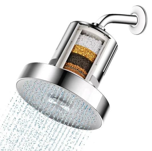 KTX-081171 140MM Round Chrome Plastic Shower Head with High Pressure and Water Saving Features