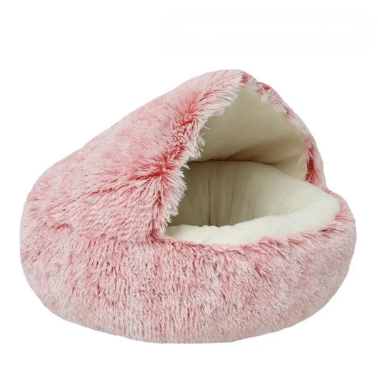 KTX-686291 Cozy Soft Round Pet Sleeping Nest for Indoor Cats and Kittens - Winter Warm Bed with Non-Slip Base