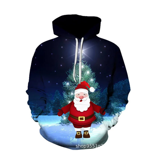 KTX-882771 Christmas Sweatshirt Long Sleeves Hoodie 3D Printed Casual Hooded Sweatshirt OEM Custom logo Clothing